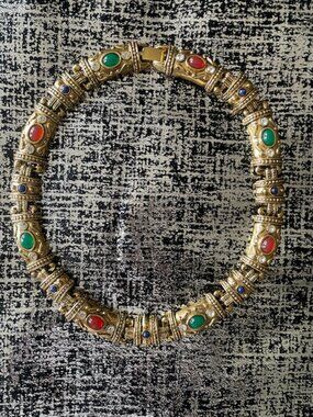 Vintage Etruscan Mogul Style Collar Necklace Bib Mod Choker
